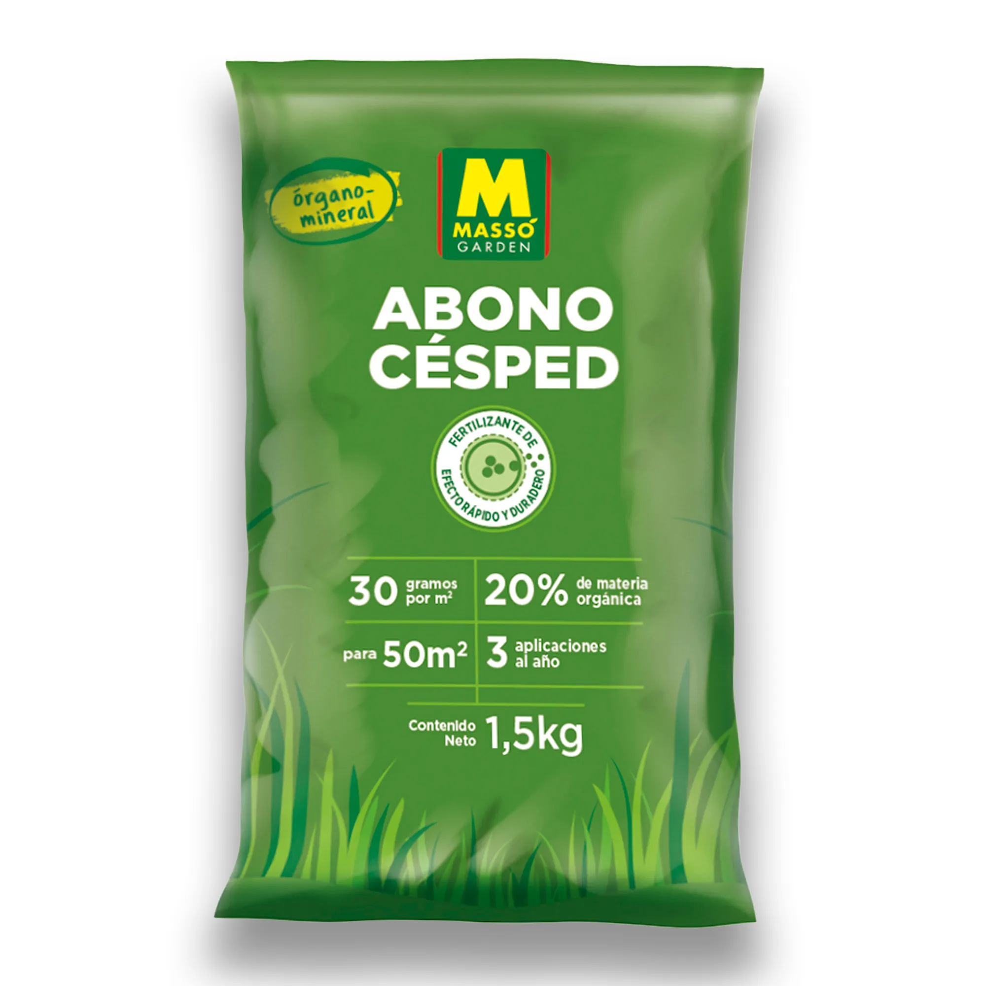 Abono Césped Órgano-mineral Profesional 1,5 kg Masso 30g/m²