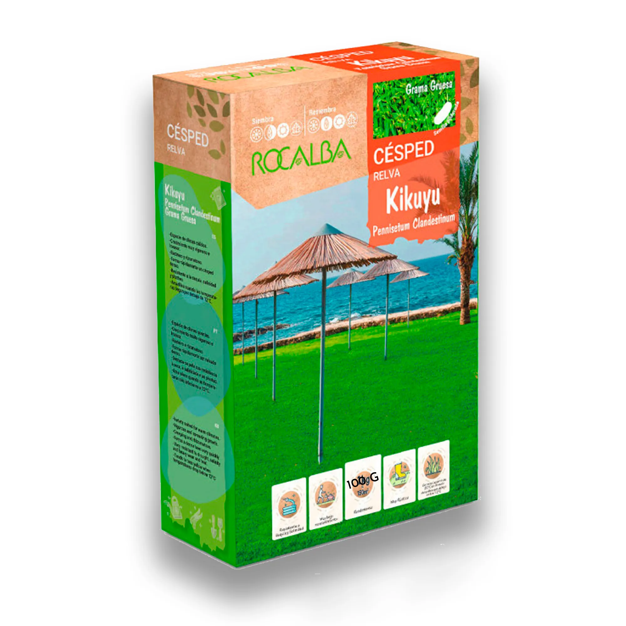 Semillas Césped Kikuyu Grama Gruesa Muy Resistente 100 G