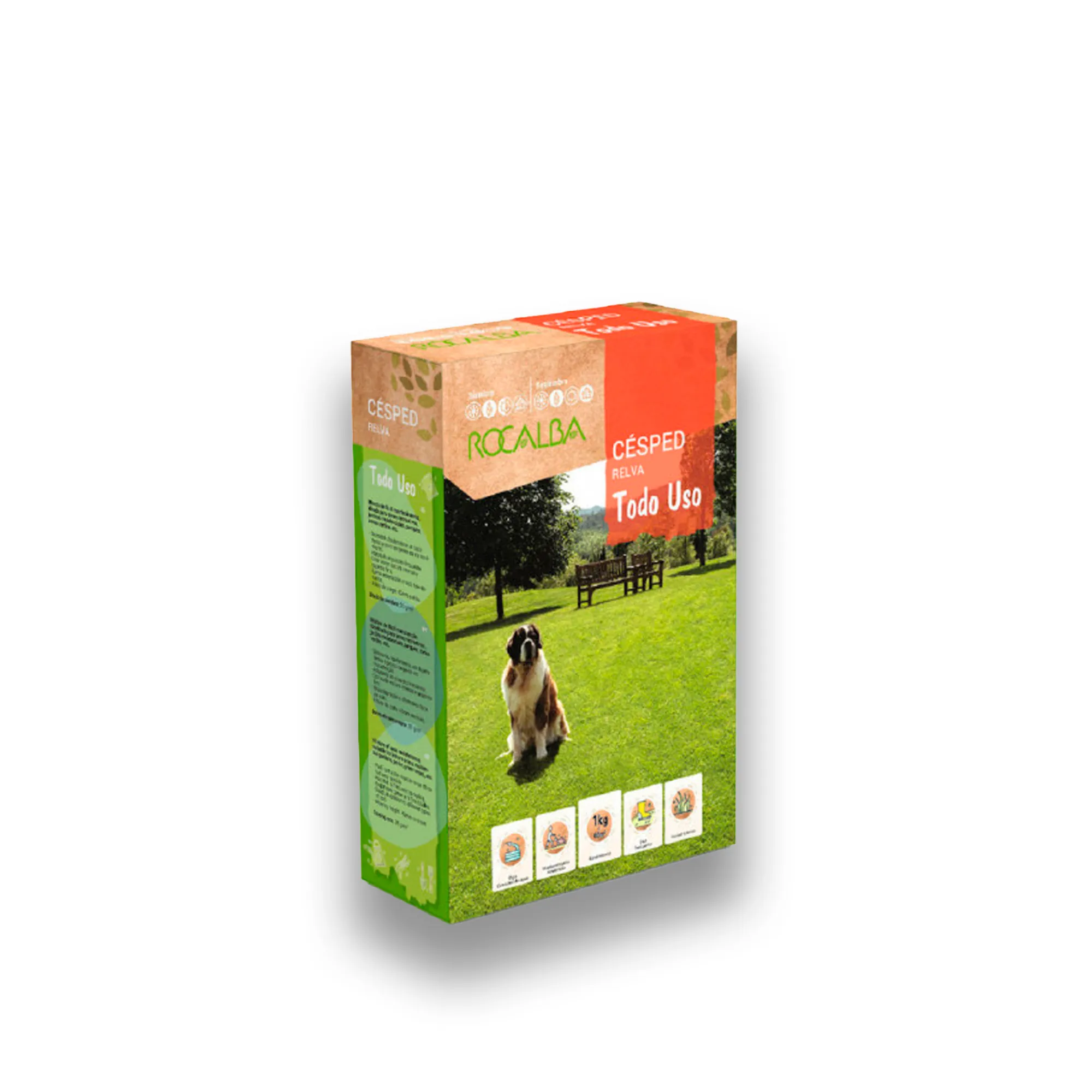 Semilla Césped Todo Uso Rocalba 1kg – Tapiz Verde Resistente y Versátil para Jardines
