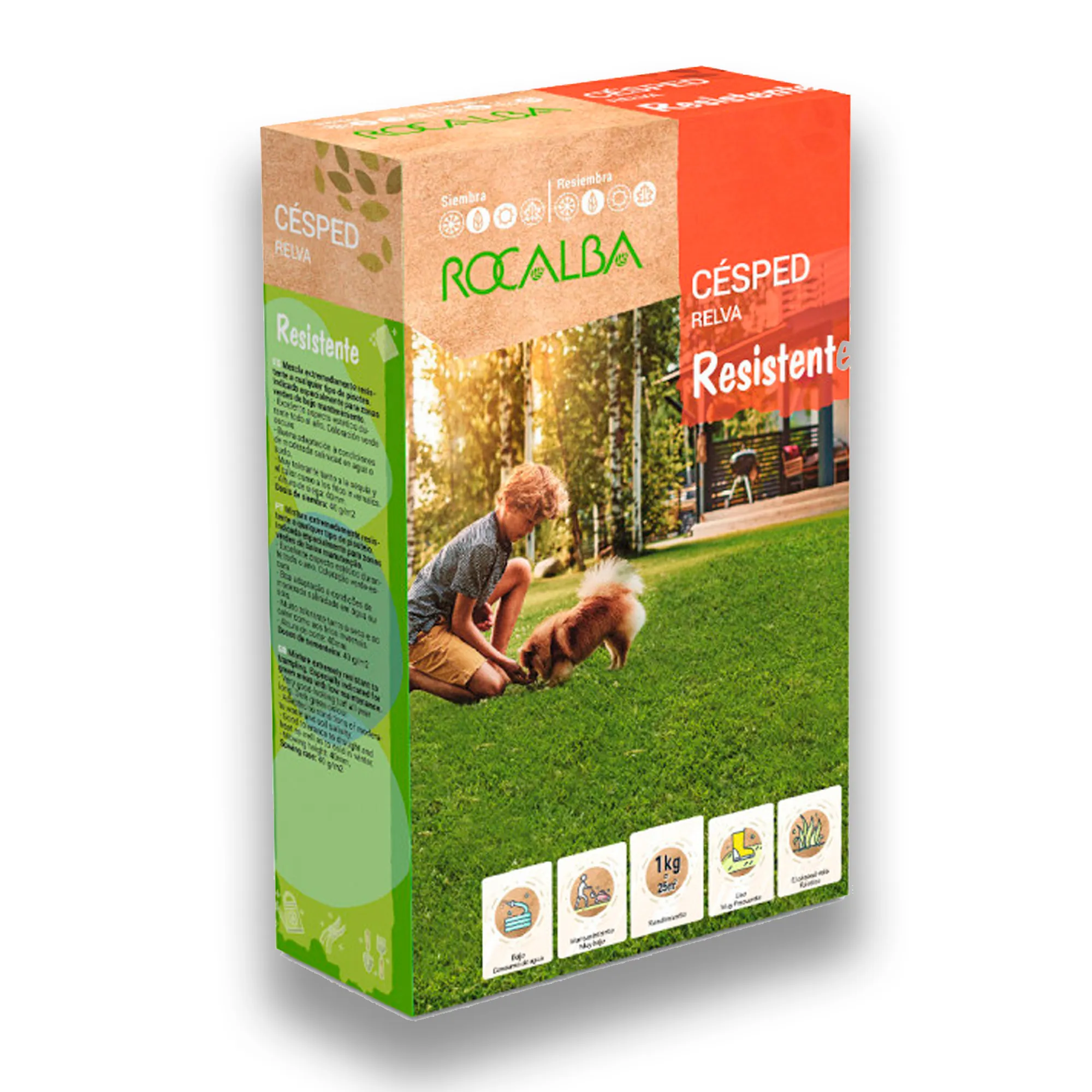 Semillas Césped Resistente Rocalba 1 kg Bajo Mantenimiento