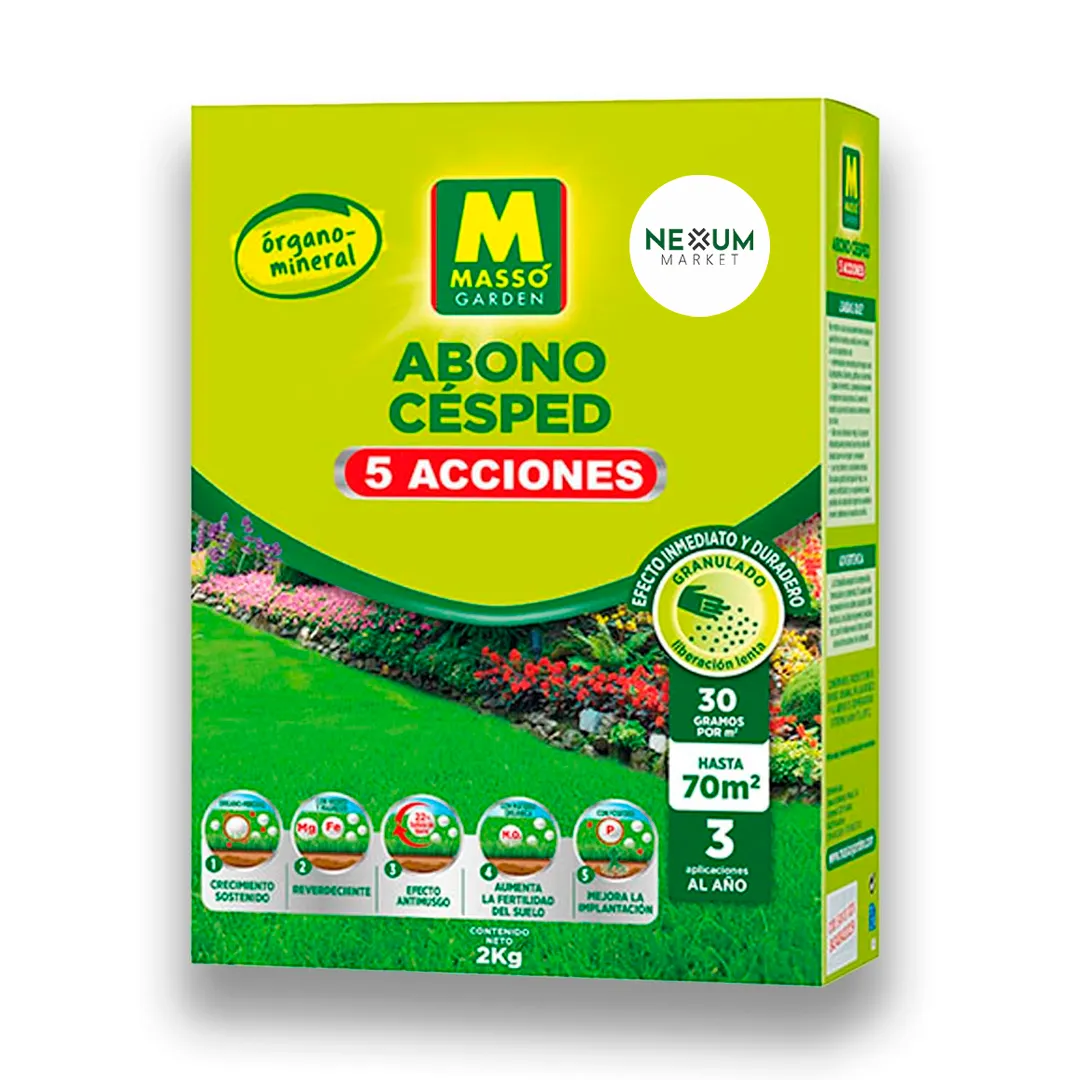 Abono Césped 5 Acciones Massó Garden 2 kg – 6 kg Reverdeciente
