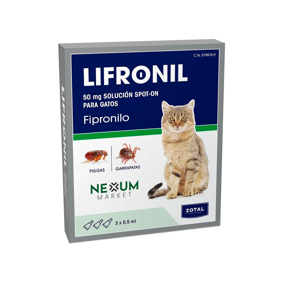 Pipetas Lifronil x3 para Gatos con Fipronil 50 mg