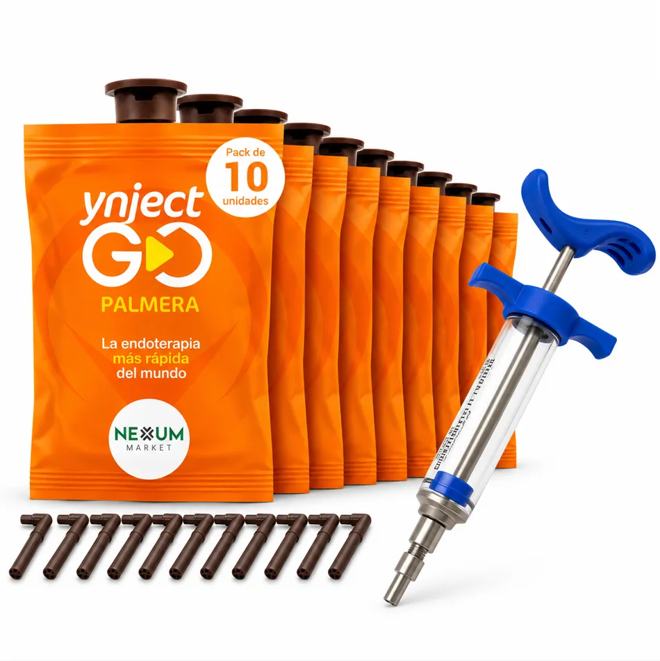 Pack 10 Ynject GO Palmera Endoterapia Picudo Rojo 55 ml Conectores Incluidos + Jeringa