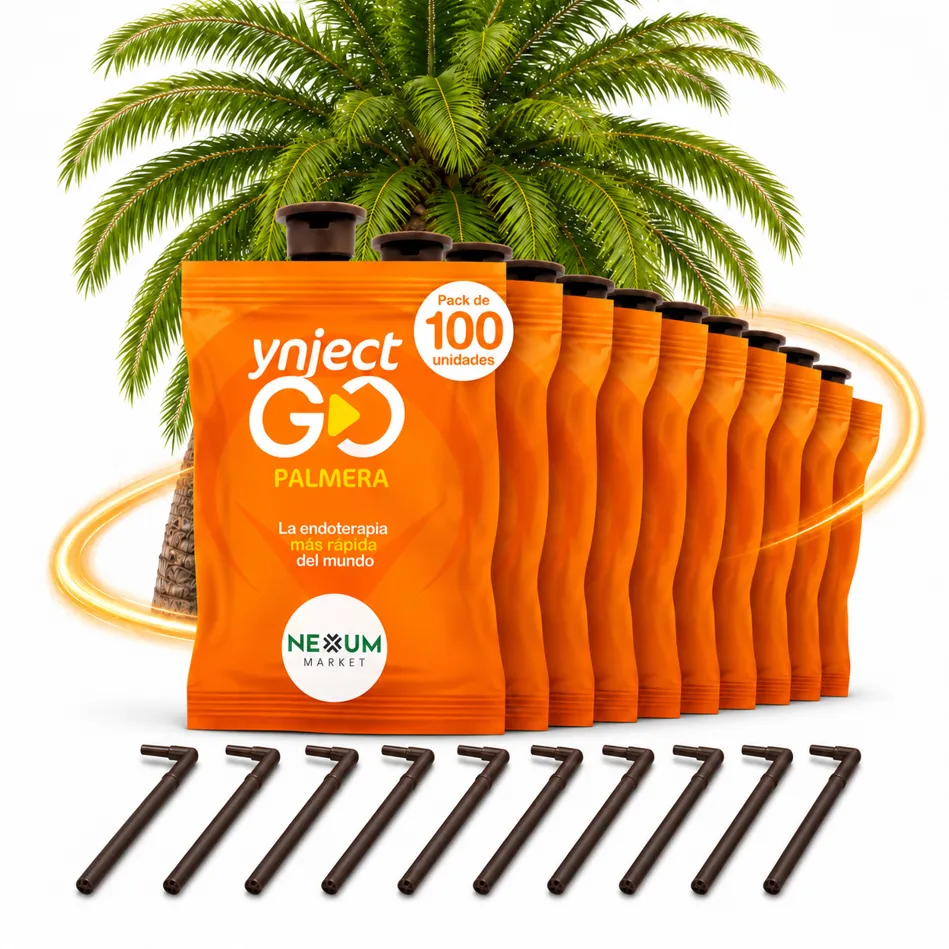 Pack 100 Ynject GO Palmera Endoterapia Picudo Rojo 55 ml Conectores Incluidos